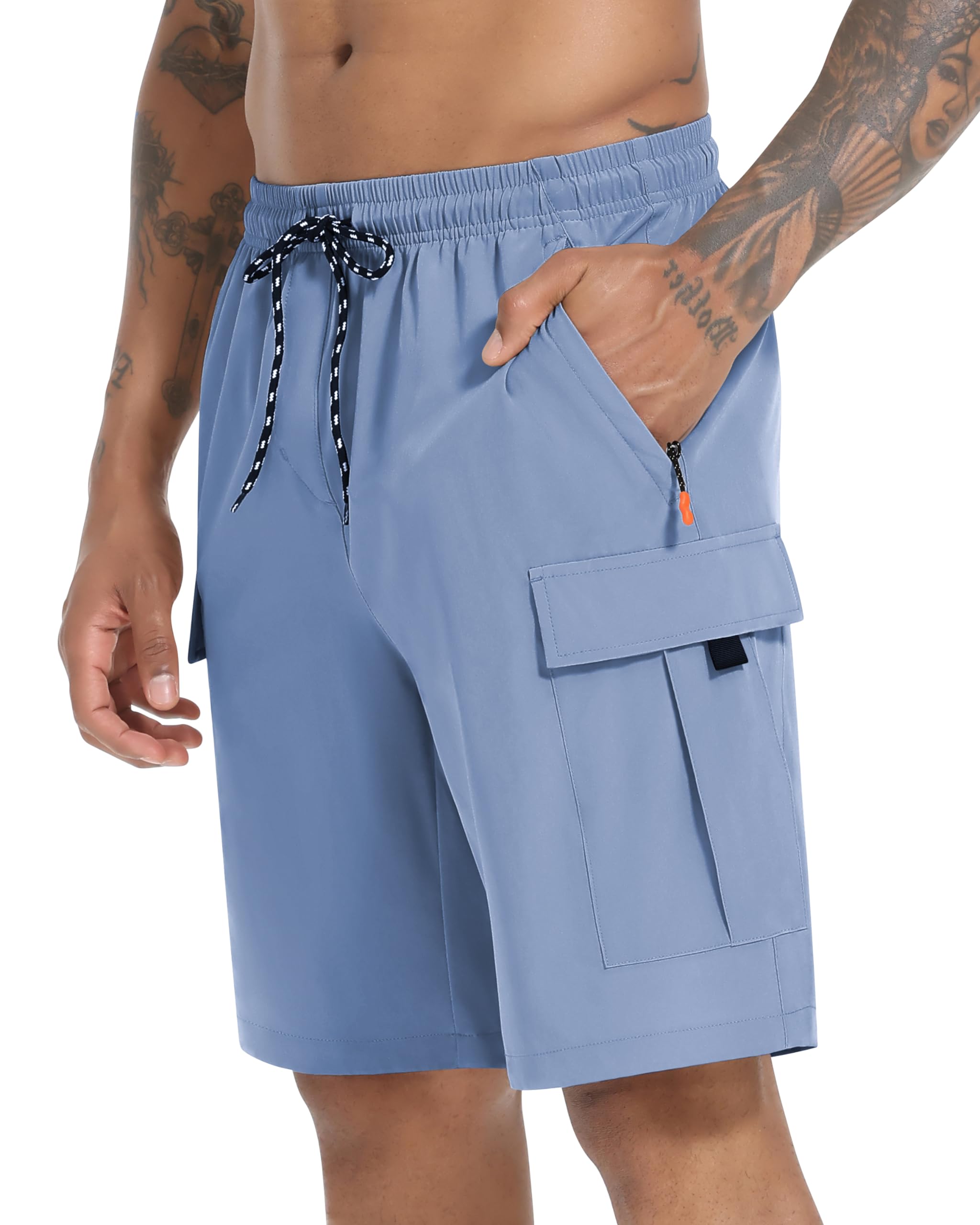 Men's Cargo Shorts Quick Dry Lightweight Stretch Hiking Shorts for Men with 5 Pockets No Lining